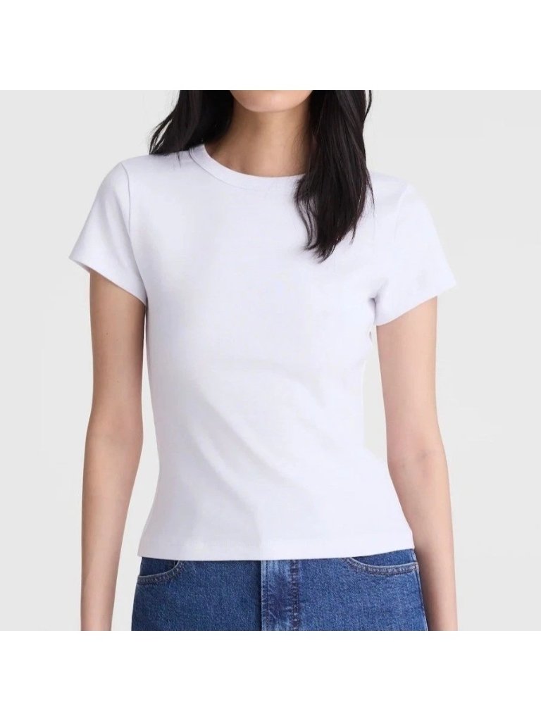 Madewell Women's White Crewneck Tee Cotton Crew Neck Shirt Ns581 Size S Nwt